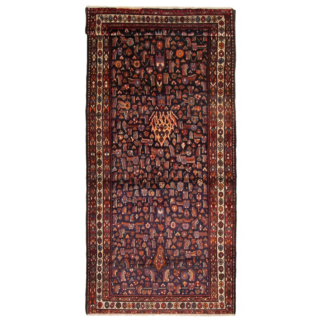 ECARPETGALLERY Hand-knotted Andelz Navy Wool Rug - 4'4 x 10'0