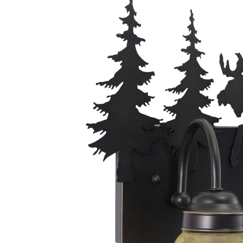 Yellowstone 2 Light Bronze Rustic Moose Bathroom Vanity Fixture - 16.75-in W x 13.75-in H x 7.75-in D