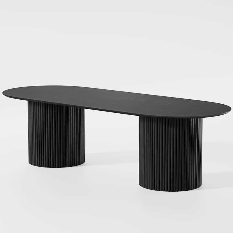 86" Big Solid Wood Oval Dining Table Kitchen Table for Family