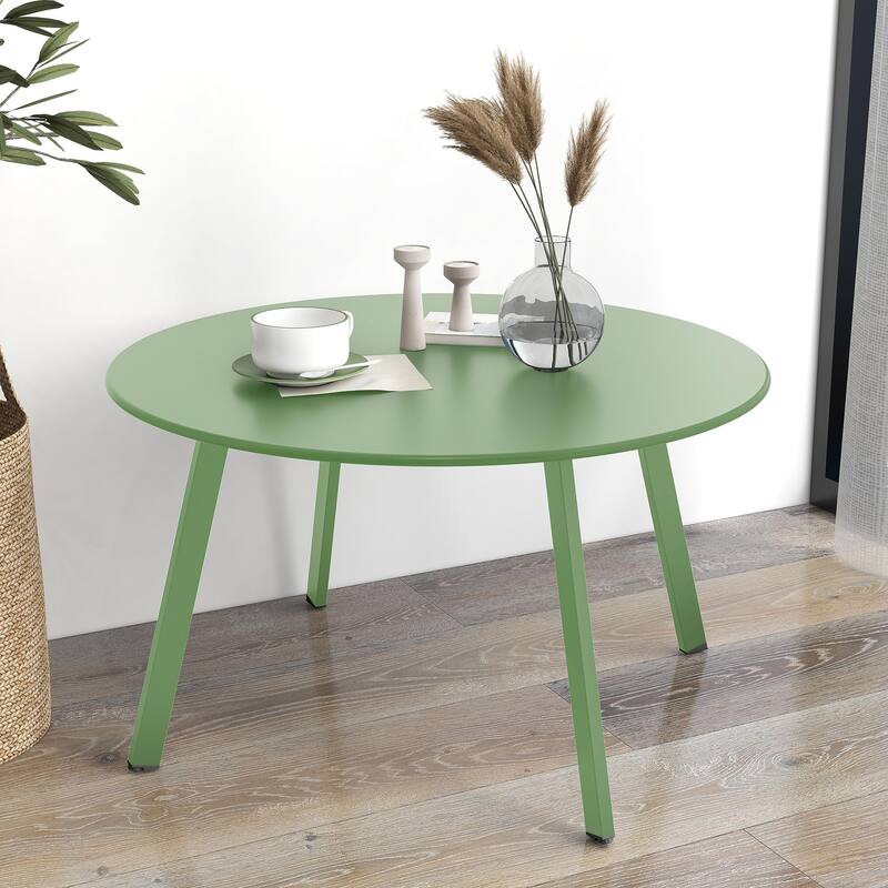 Outdoor Round Coffee Table, 28'' Patio Side Table for Backyard Patio Deck