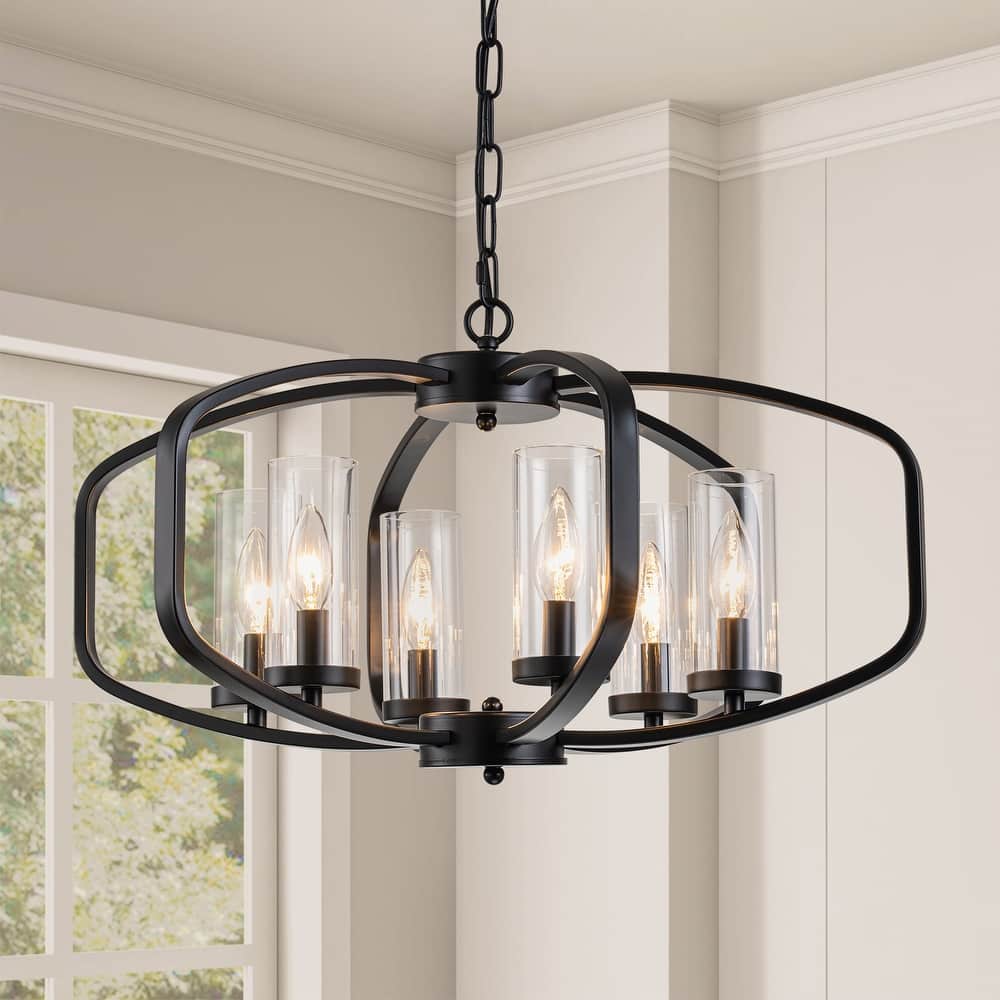 Starsky 6-Light 23in. Modern Farmhouse Unique Ceiling Lights Geometric Lantern Chandelier