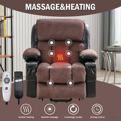 Power Lift Recliner Chair with Massage & Heating, Electric Recliners with USB Port & Side Pockets, Ergonomic Lounge Sofa Chair