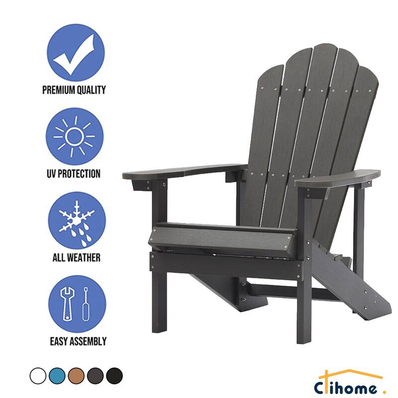 Clihome Outdoor Patio Slat HIPS Adirondack Chair
