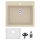 preview thumbnail 21 of 58, Karran Top Mount 25 in. Single Bowl Quartz Kitchen Sink Kit Bisque
