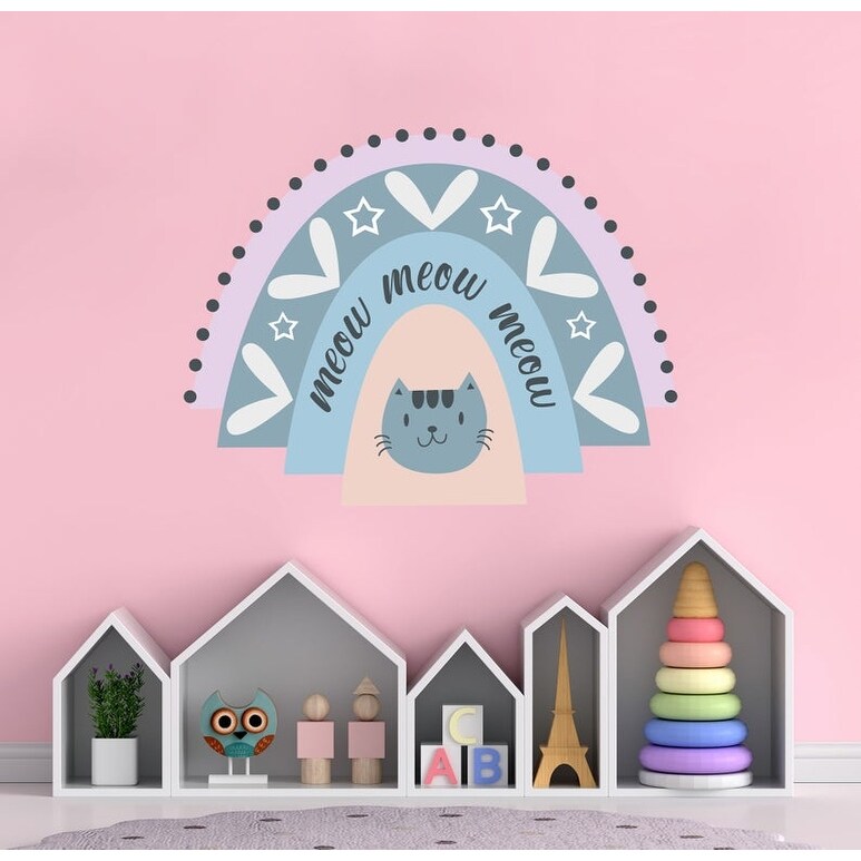 Boho Rainbow Sticker Nursery - Cat Wall Decal-image