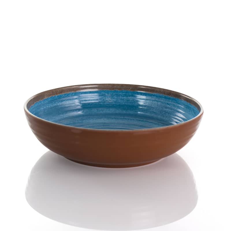 Elama Rippled Tides 12 pc Lightweight Melamine Dinnerware Set in Blue
