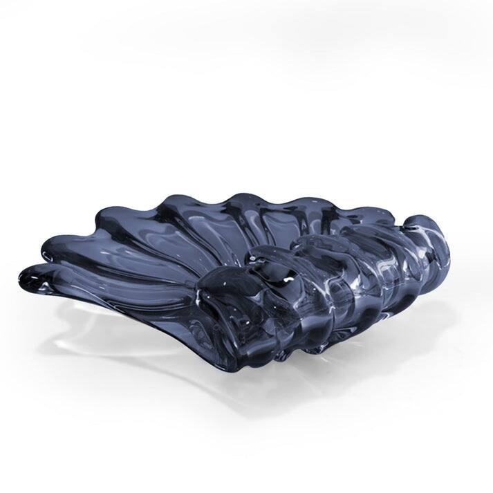 Modern Sculptural Glass Centerpiece Bowl Decorative Accent 14"x10"