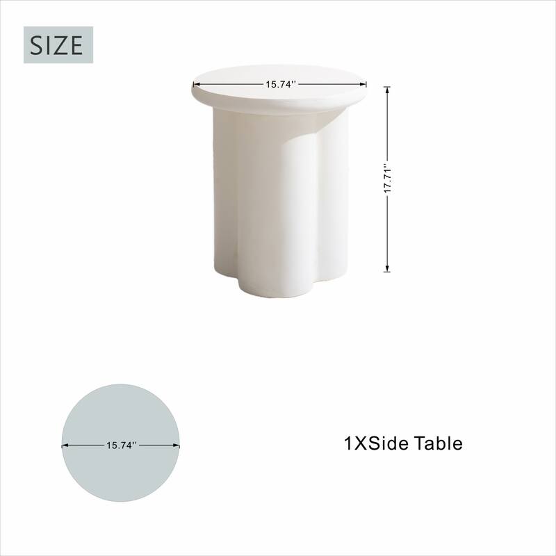 15.74" Modern Minimalist Magnesia Oxide Side Table for Living Space