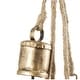 preview thumbnail 8 of 24, Gold, White or Black Metal Tibetan Inspired Cascading Indoor Outdoor Decorative Cow Bells with 5 Bells on Jute Hanging Rope