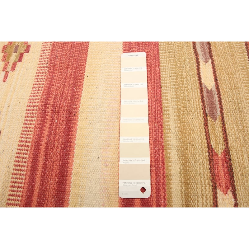 ECARPETGALLERY Flat-Weave Bold and Colorful Cream Wool Kilim - 2'0 x 3'3