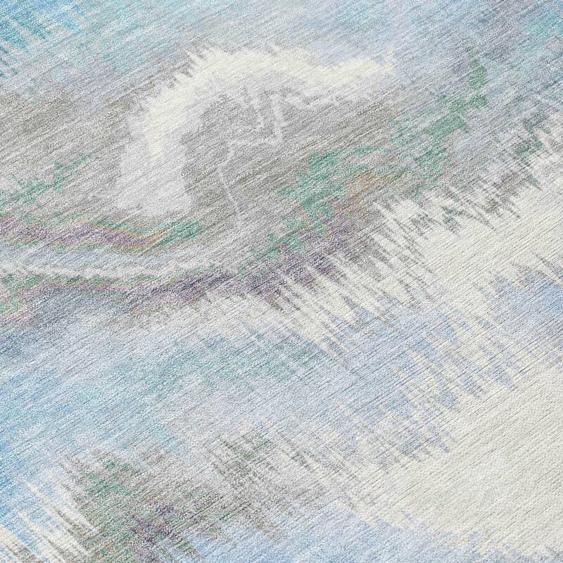 Machine Washable Indoor/ Outdoor Abstract Watercolor Chantille Rug