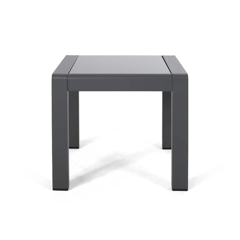 Cape Coral Outdoor Aluminum and Tempered Glass Side Table by Christopher Knight Home