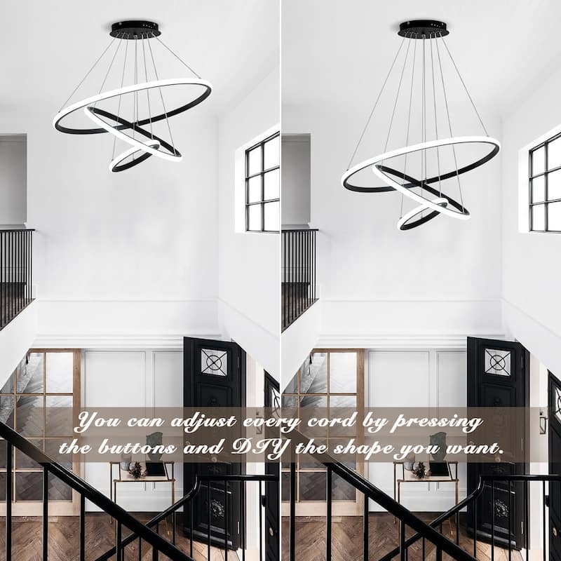 LED Tiered Linear Design Chandelier, Classic Semi Flush Mount Chandelier, Living Room Kitchen Island Dining Foyer Pendant Light