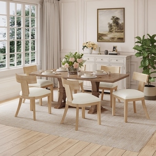 Fescue Fabric and Rubberwood 7 Piece Dining Set by Christopher Knight Home