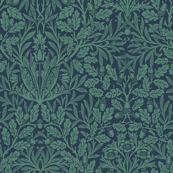 slide 2 of 4, William Morris Acorn Heritage Blue Wallpaper