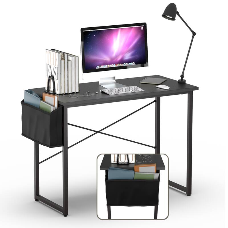 Gymax Modern Computer Desk 40''/47'' Study Writing Table w/ Storage - Black - 40'' x 20'' x 30''