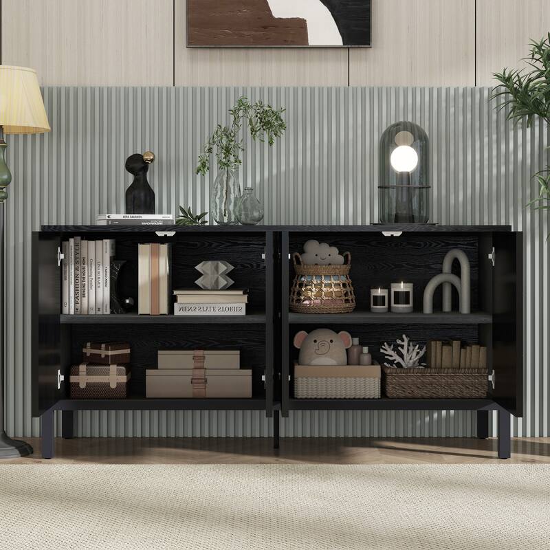 Sideboard Cabinet with Circle Door, Buffet Cabinet with Adjustable Shelves, Storage Cabinet with 5 Supportive Legs