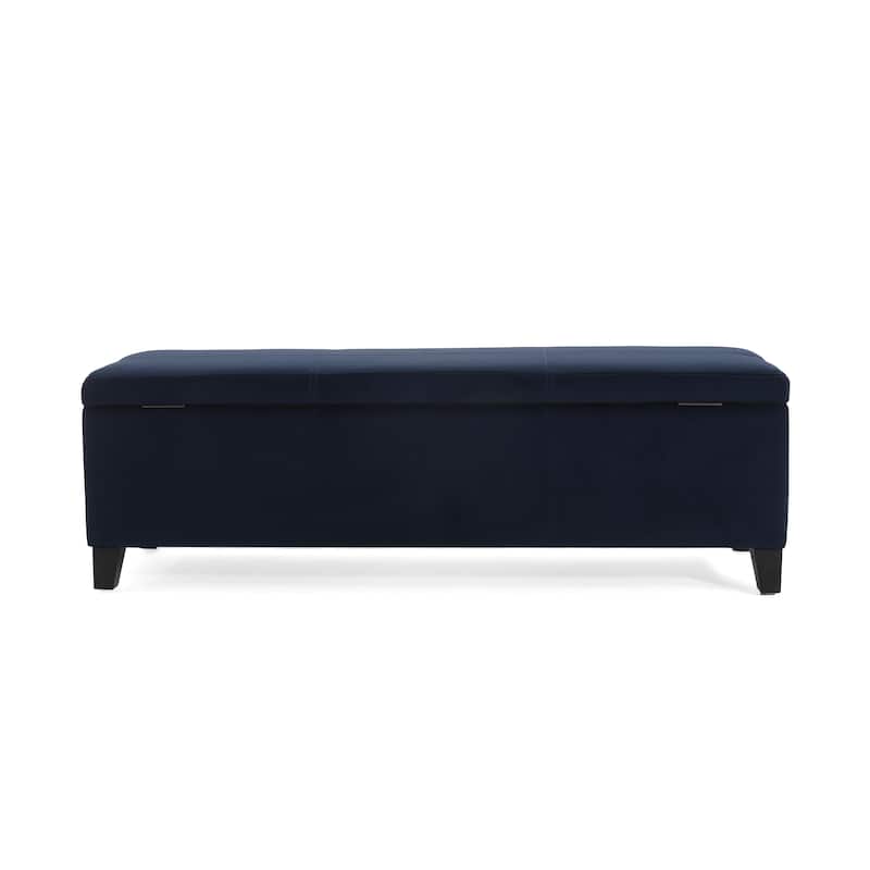 Functional Velvet Lift-Top Storage Ottoman