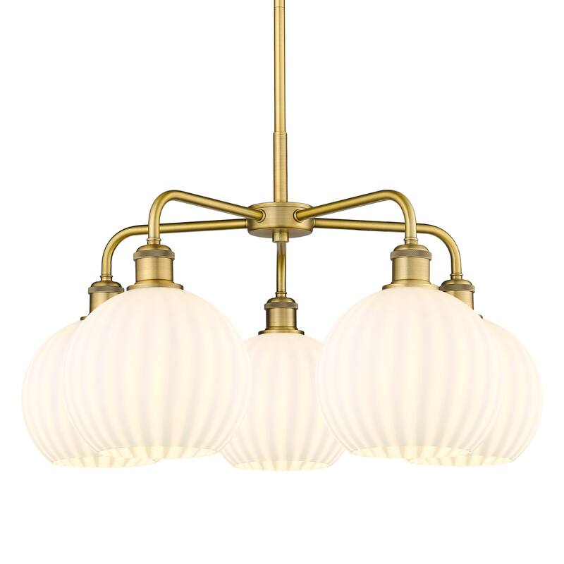 Innovations Lighting 516-5C-16-26-White Venetian-Indoor Chandelier - Brushed Brass / White Venetian
