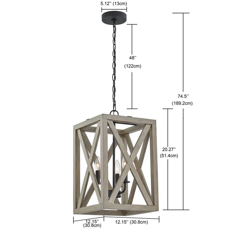 3 Light Candle Style Rectangle / Square Chandelier - 20.23"*12.12"*12.12"