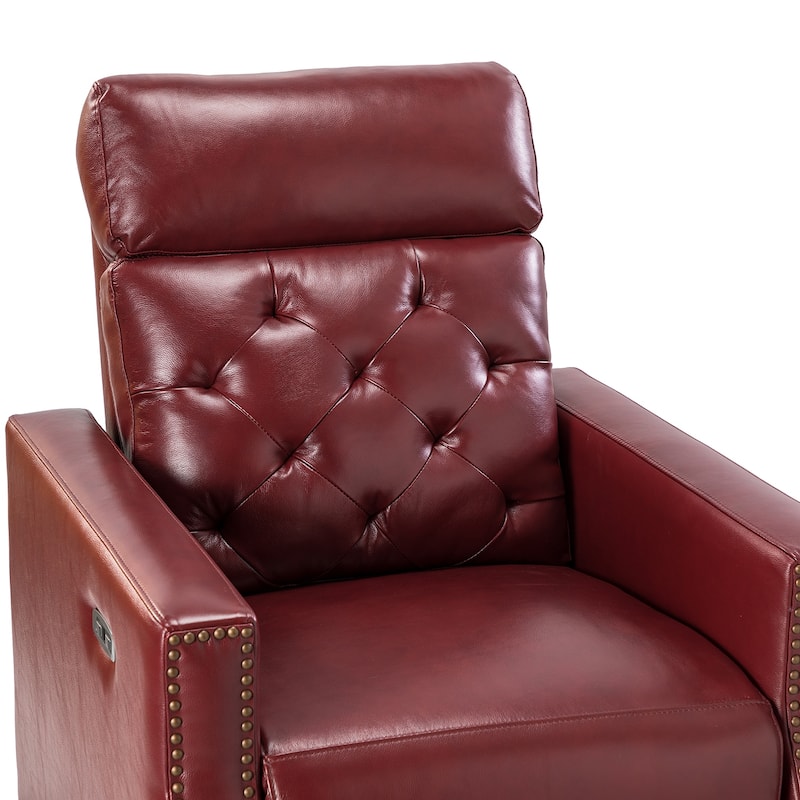 Alina 31.50"Wide Genuine Leather Power Recliner with USB Port, Set of 2