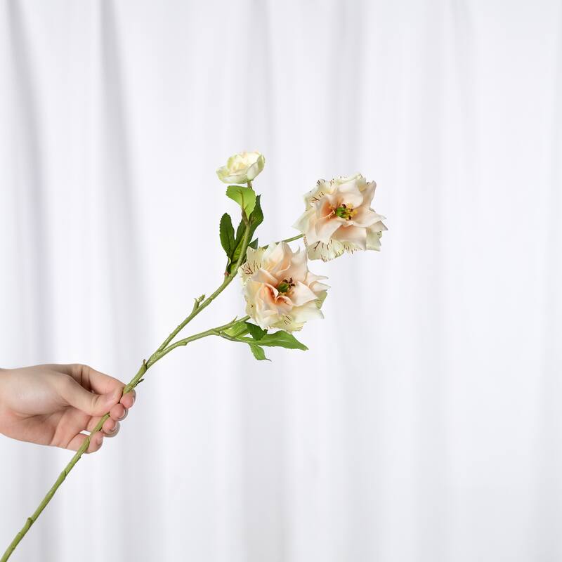 Silk Decorative Artificial Persian Buttercup(Pack of 1 Branch) - Champagne Green