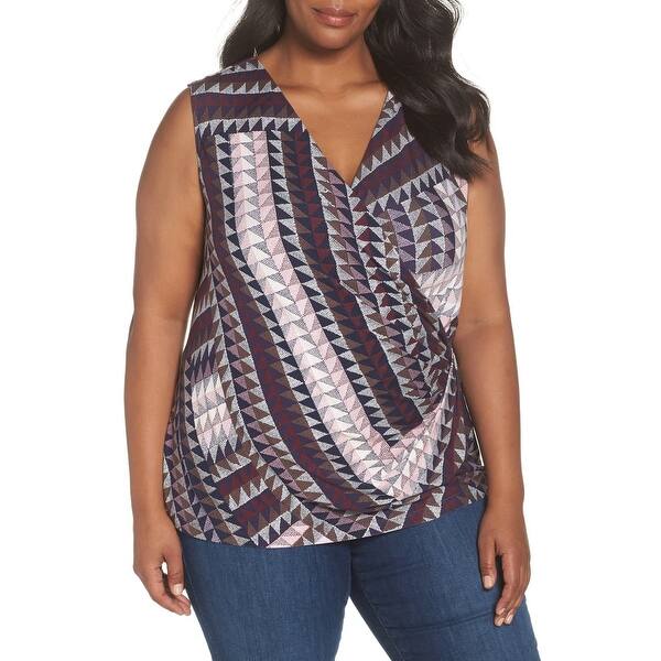 Shop Nic Zoe Womens Plus Surplice V Neck Printed Tank Top Size