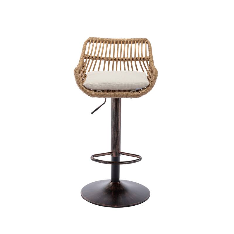 Set of 2 Swivel Bar Stools Adjustable Counter Height with Footrest