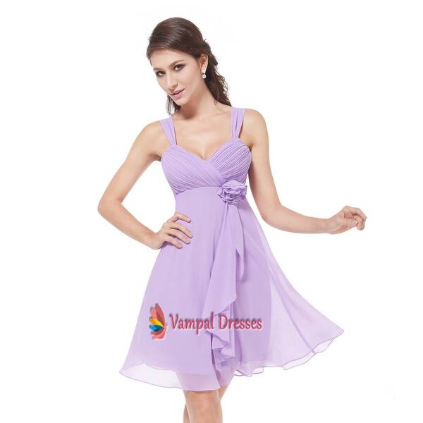 Shop Lilac Chiffon Short Bridesmaid Dresses Lilac Unique Ruffles
