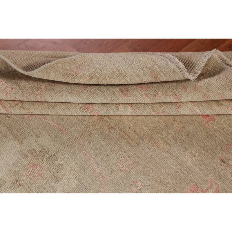 Hand Knotted Oriental 100% Wool Carpet Transitional All-Over Beige & Ivories Oushak Area Rug - 10' 0'' X 8' 0''