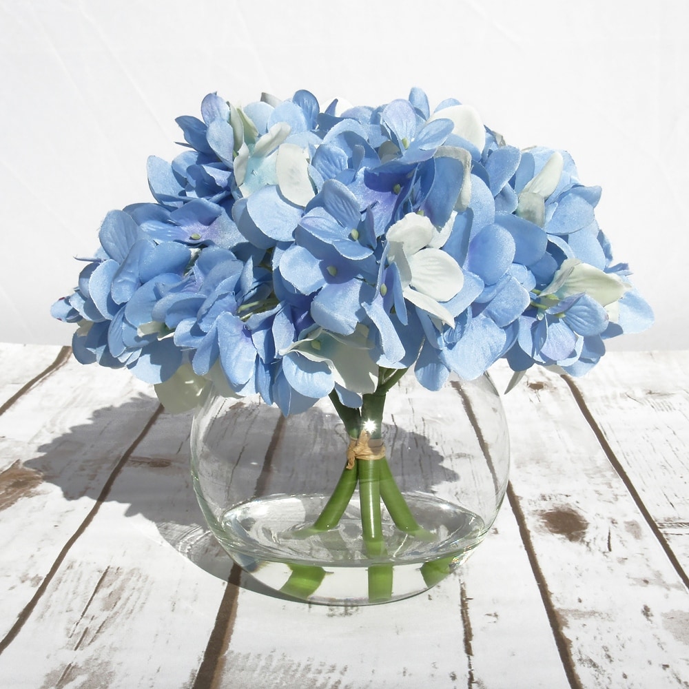 Blue artificial sale flowers in vase
