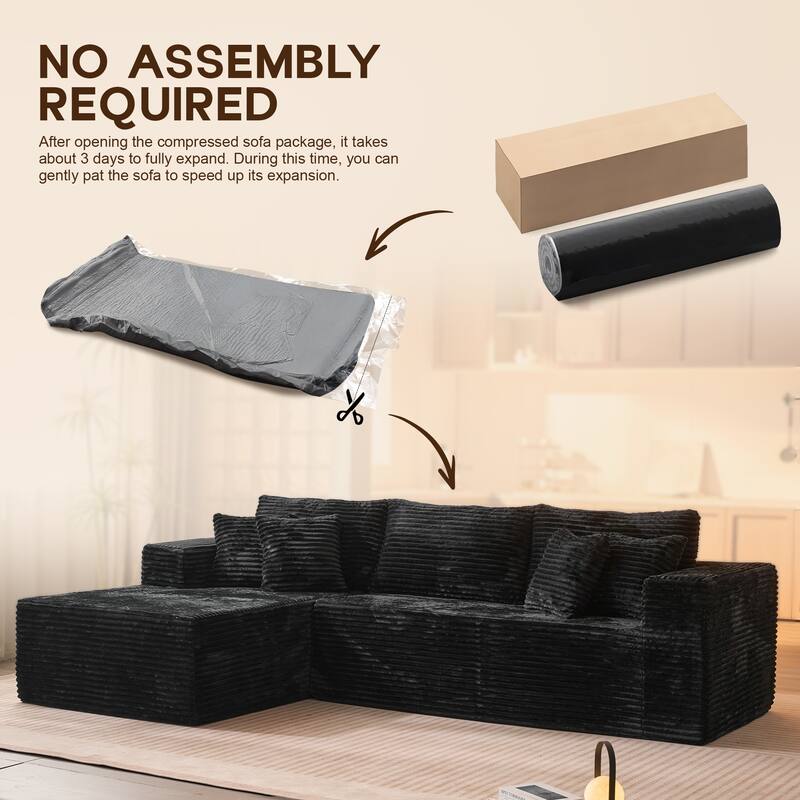 OVIOS All-Foam Plush L-Shaped Sofa​
