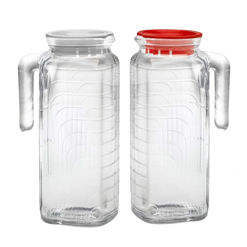 Bormioli Rocco Set of 2 Gelo Jugs - Red & White Lid