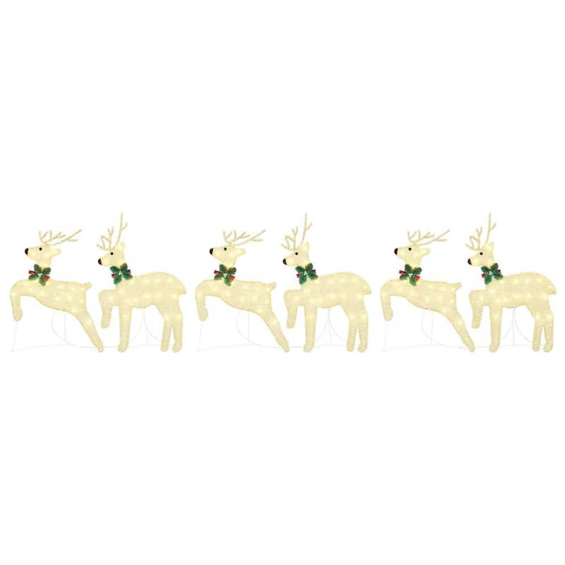 vidaXL LED Reindeers 6 pcs Gold fabric - 17.7 x 7.5 x 25.6