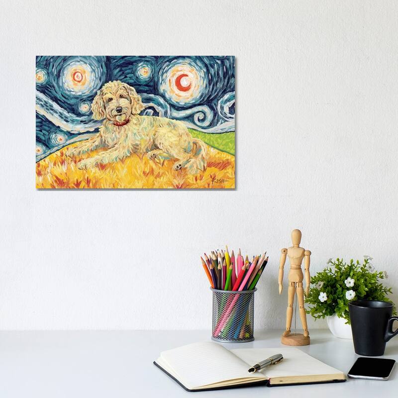iCanvas "Doodle On A Starry Night Golden" by Gretchen Kish Serrano Canvas Print - 8x12x0.75