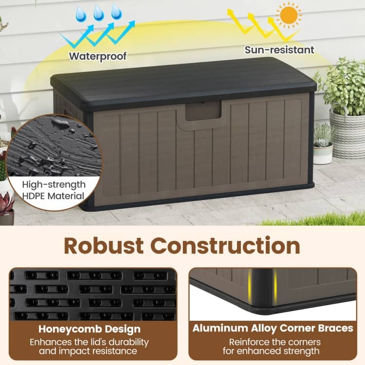 HDPE Outdoor Storage Deck Box with Aluminum Lid and Bench Top - 51" x 25" x 23"