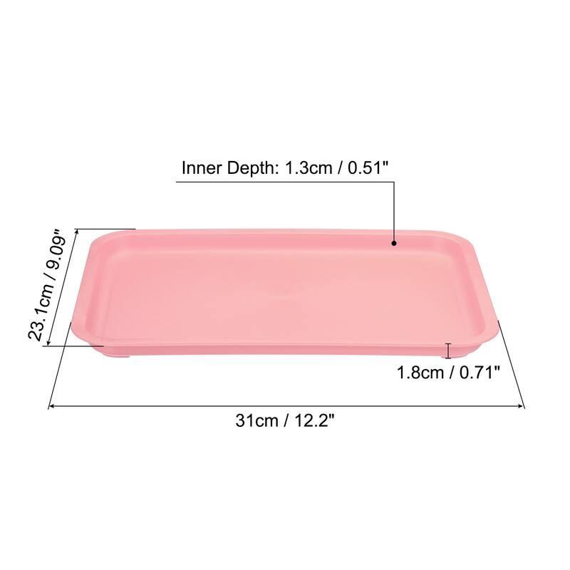 12x9" Fast Food Tray, Plastic Reusable Multi-Purpose Serving Tray Pink - Pink