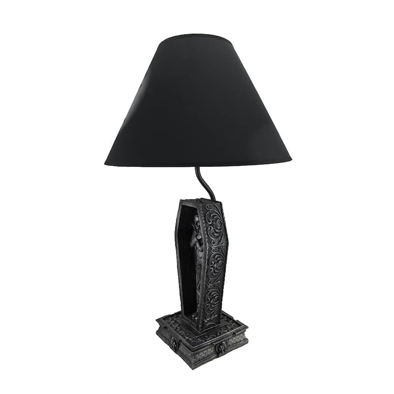 Zeckos Vampire In Coffin Black Table Lamp And Fabric Shade - 22 X 6 X 6 inches