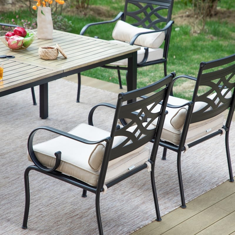 MAISON ARTS 7/5-piece Patio Dining Set, 6 Metal Patio Dining Chairs and 1 Metal Dining Table