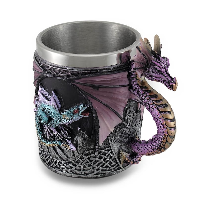 Purple Gothic Dragon Tankard Celtic Knot Work Mug/ Pencil Holder 10 Oz - 4.5 X 3.5 X 3.5 inches