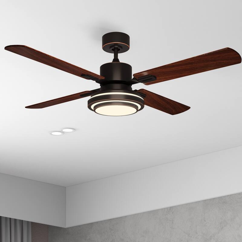 Moasis 52"Modern Ceiling Fan with Light and Remote Control - 52" - Brown