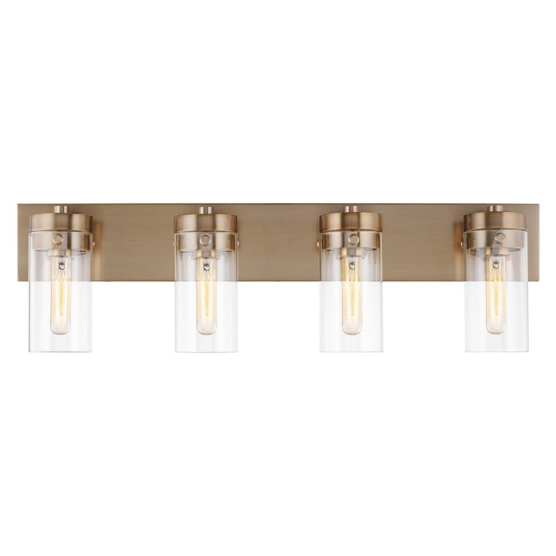 Intersection 4 Light Vanity Burnished Brass with Clear Glass