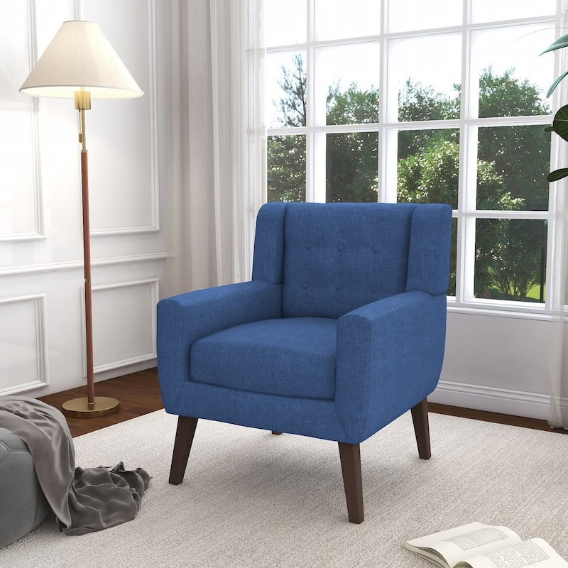 Cotton/ Linen Look Fabric Modern Accent Armchair - Blue
