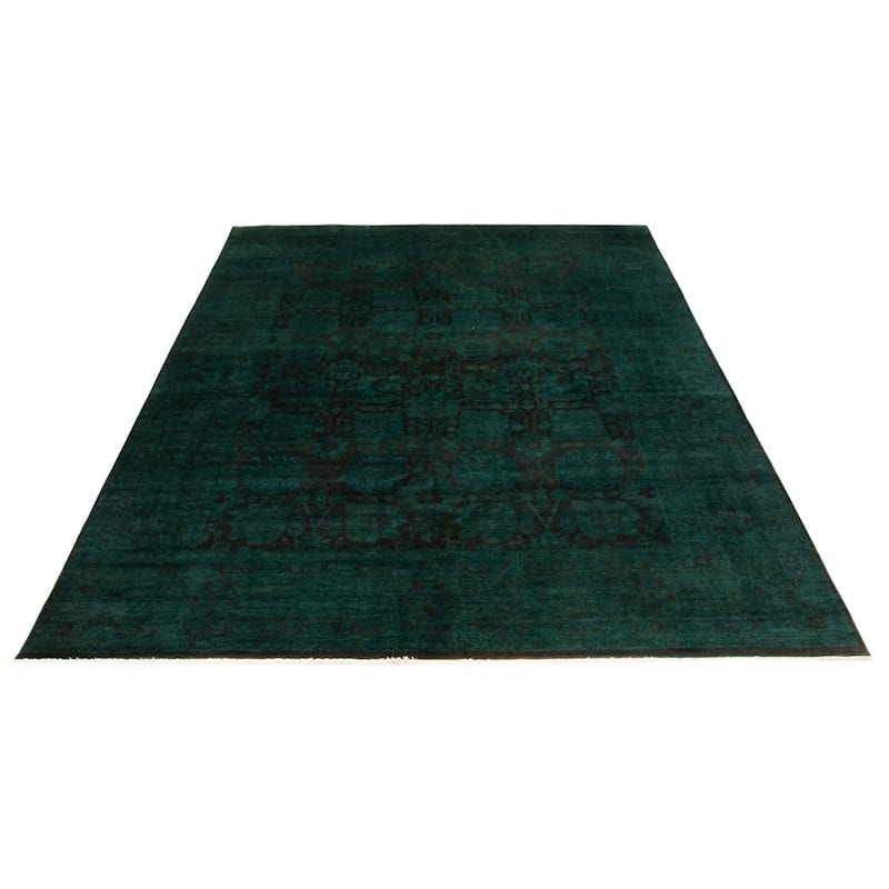 ECARPETGALLERY Hand-knotted Vibrance Dark Green Wool Rug - 9'0 x 11'10