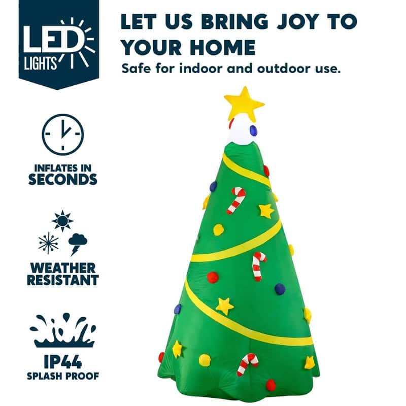 8 ft. Tall Green Vinyl Christmas Tree with Light Inflatable - Multicolor