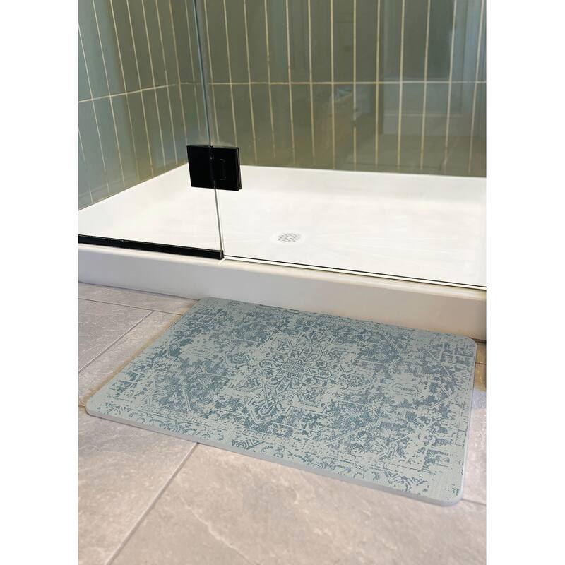 FloorPops Kilim Blue Stone Quick Drying Mat