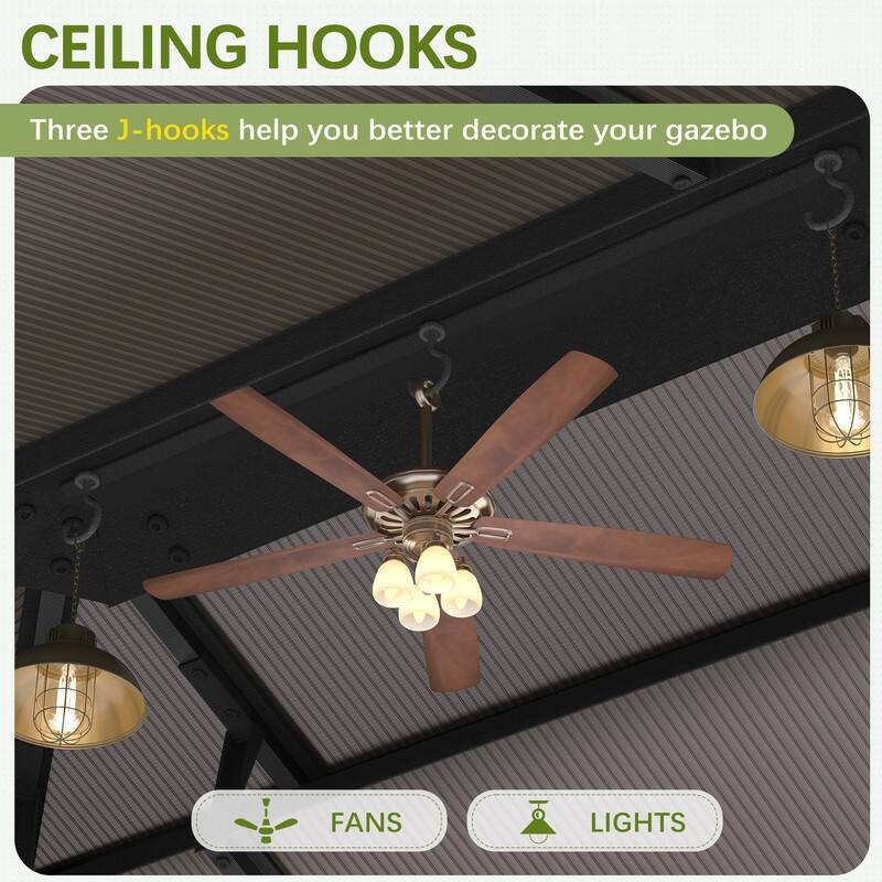 Hardtop Gazebo for Backyard – Permanent Pergola with Netting, Curtains & Double Roof, All-Weather Outdoor Shelter