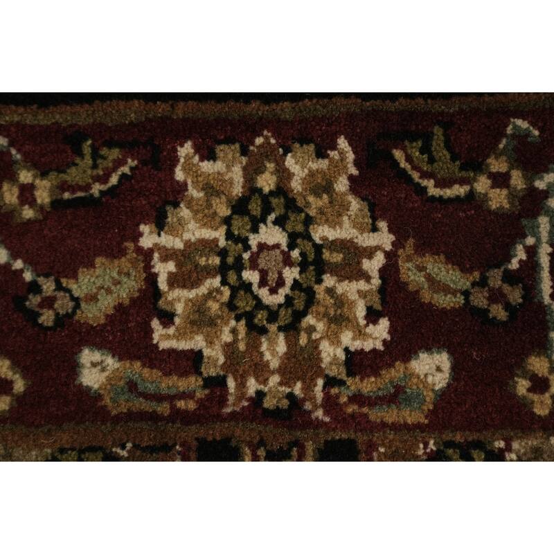 Hand Knotted Oriental 100% Wool Carpet Traditional All-Over Black Agra Runner Rug - 13' 1'' X 3' 0''