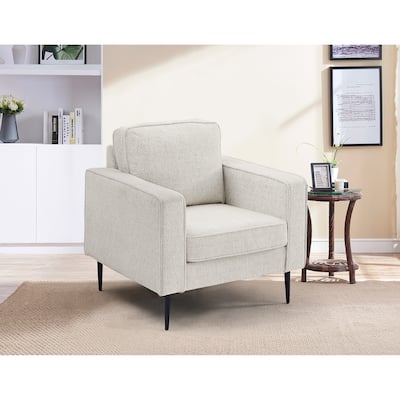 Living Room Upholstered Sofa with high-tech Fabric Surface/ Chesterfield Tufted Fabric Sofa Couch, Large-White.