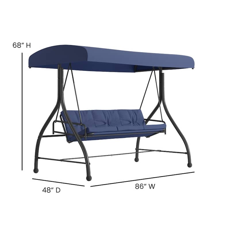 3-Seat Outdoor Steel Converting Patio Swing and Bed Canopy Hammock